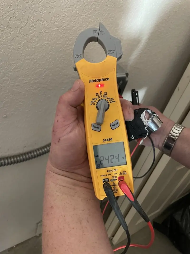 Voltage testing with clamp meter during Hot Tub / Pool Electrical Wiring in Eveleth